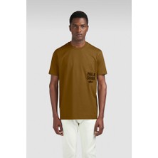Paul & Shark Erkek Regular Fit Yuvarlak Yakalı %100 Pamuklu Logo Kabartmalı Kısa Kollu Kahverengi T-Shirt 15311634-171