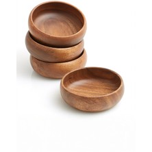 PremiumPort Ahşap Yuvarlak Sunum Tabağı Seti 8 Cm, 4'lü, Şık ve Fonksiyonel Tasarım