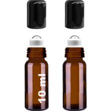 Teknotrust 10 ml Amber Çelik Roll-On Şişe, Siyah Kapak, Kahverengi Cam, 2'li Set