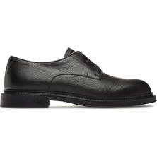 Emporio Armani Erkek Çakıllı Deri Yuvarlak Burunlu Bağcıklı Tış Tabanı Logo Desenli Kahverengi Klasik Ayakkabı X4C653 XF583-00003