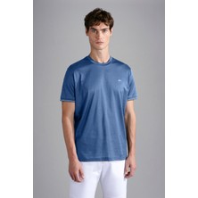 Paul & Shark Erkek Marka Logolu Pamuklu Normal Kalıp Günlük Mavi T-Shirt 24411015-337