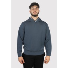 Emporio Armani Erkek Logolu Pamuklu Kapüşonlu Uzun Kollu Açık Mavi Sweatshirt 6D1M99 1JRRZ-09T6