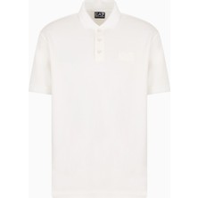 EA7 Erkek Polo Yaka Kol Uçları Farklı Renkli Pamuklu Kısa Kollu Beyaz Polo Yaka T-Shirt 7M000090 AF13862-U0005