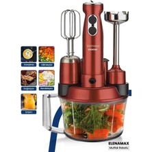 Allians Vişne Kırmızı 1000W Çok Fonksiyonlu Mutfak Robotu ve Blender Seti