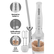 Allians Yüksek Güçlü Çok Fonksiyonlu Sessiz Doğrayıcı ve Karıştırıcı Seti Beyaz