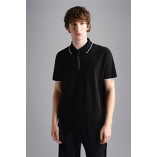Paul & Shark Erkek Pamuklu Polo Yaka Kısa Kollu Günlük Kullanım Siyah Polo Yaka T-Shirt 24411334-011