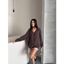 My Lunessa Bambu Dökümlü Oversize Salaş Gömlek