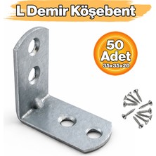 Badem10 L Demir Gönye Metal Yuvarlak Başlı 20X35X35 mm 50 Adet Köşe Birleştirme Sabitleme Montaj Aparatı