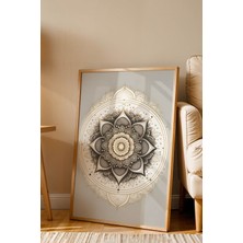 E2 Nova Altın Işığı Premium Mandala Çerçeveli Tablo - Lüks Modern Zen Duvar Dekoru Krem Şampanya Sanat