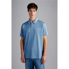 Paul & Shark Erkek Pamuklu Polo Yakalı Düğme Kapamalı Kısa Kollu Açık Mavi Polo Yaka T-Shirt 24411262-337