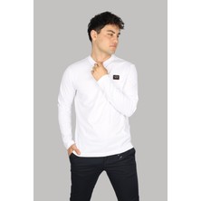 Paul & Shark Erkek Marka Logolu Uzun Kollu Bisiklet Yaka Günlük Beyaz T-Shirt C0P1097-010
