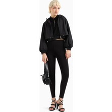 Armani Exchange Kadın Slim Fit Beli Elastik Bantlı Pamuklu Siyah Tayt XW000369 AF12826-UC001