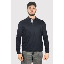 Paul & Shark Erkek Uzun Kollu Düğme Kapamalı Polo Yaka Lacivert Polo Yaka T-Shirt 14311744-050