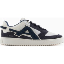 Emporio Armani Erkek Şerit Iki Renk Detaylı Düz Taban Beyaz-Lacivert Sneaker X4X636 XR330-U573