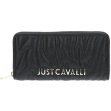 Just Cavalli Kadın Logo Baskılı Çok Bölmeli Deri Siyah Cüzdan 77RA5PE1ZSB23-899