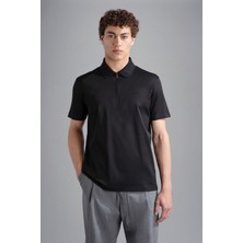 Paul & Shark Erkek Polo Yaka Fermuar Kapamalı Logolu Kısa Kol Siyah Polo Yaka T-Shirt 14311735-11D