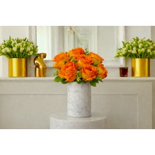 Madame Nazar Üstün Kalite Gerçekçi Tomurcuk Gül Yapay Çiçek–1 Demet 7'LI-30CM(TURUNCU)SOLMAZ,VAZO ve Salon Dekoru