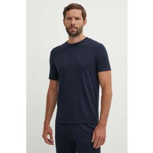 EA7 Erkek Marka Logo Detaylı Baskılı Regular Fit Kısa Kollu Lacivert T-Shirt 6DPT71 PJUJZ-1562