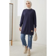 İlkimay.com Armalı Yırtmaç Detay Tunik 1665 - Lacivert