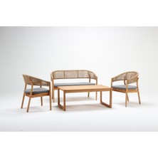 Luce Garden Node Ahşap Rattan Bahçe & Balkon Ikili Koltuk Takımı