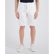 Paul & Shark Erkek Marka Logo Detaylı Regular Fit Basic Beyaz Şort 21414046-100