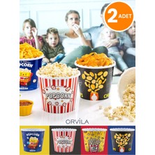 PremiumPort 2'li Patlamış Mısır Kovası ve Çerez Kutusu Seti