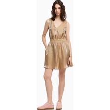 Armani Exchange Kadın Lastikli Bel Bandı Iki Yan Cep Saten Parlak Kumaş V Yaka Çok Renkli Elbise XW000177 AF12055-F1018