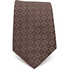 Emporio Armani Erkek Saf Ipek Kumaş Kare Kartal Desenli Kahverengi Kravat 340075 2R612-00052