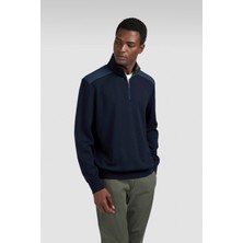Paul & Shark Erkek Regular Fit %100 Yün Uzun Kollu Yarım Fermuarlı Triko Lacivert Triko 15311131-050