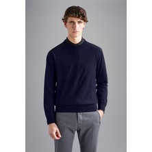 Paul & Shark Erkek Pamuklu Bisiklet Yaka Regular Fit Uzun Kollu Mavi Triko 14311036-013