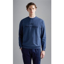 Paul & Shark Erkek Bisiklet Yaka Regular Fit Baskılı Pamuklu Uzun Kollu Mavi Sweatshirt 14311858-050