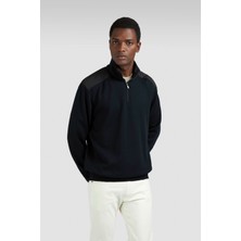 Paul & Shark Erkek Regular Fit %100 Yün Uzun Kollu Yarım Fermuarlı Triko Siyah Triko 15311131-011