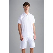 Paul & Shark Erkek Polo Yaka Düğme Kapamalı Kısa Kollu Beyaz Polo Yaka T-Shirt 24411322A-010