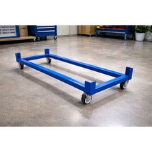 Rafburada Hafif Rack Tekerlekli Baza - Taşınabilir, Portatif Depo Rafı Bazası - Mavi-40x150 cm