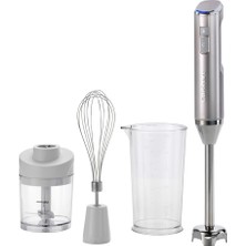 Allians Pratik Kablosuz El Blender Seti, 3 Aksesuarlı, Gümüş Renk