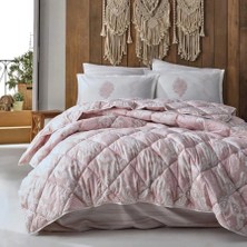 Clasy Fiorita V1 Çift Kişilik Yorgan Seti %100 Pamuk Pembe Çiçek Desenli 195 x 215 cm