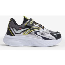 Tonny Black Çocuk Unisex Siyah Sarı Eva Faylon Taban Cırtlı Lastik Bağcıklı Spor Ayakkabı