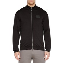 EA7 Erkek Kapüşonlu Fermuar Kapamalı Cepli Uzun Kol Siyah Sweatshirt 6DPM82 PJZKZ-1200