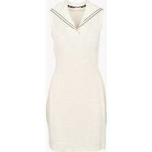 Liu Jo Kadın V Yaka Slim Fit Arkası Logo Desenli Kısa Beyaz Elbise TA5254J4894-10105
