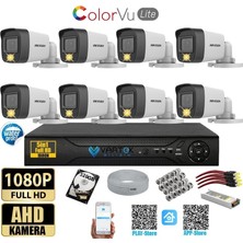 Vartek Bilişim Hikivision 8  Kameralı Gece Renkli 2mp 1080P Tak Çalıştır Hazır Kamera Seti