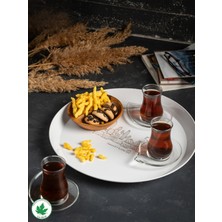 PremiumPort 38CM Metal Yuvarlak Servis Tepsisi, Kulpsuz, Sunum ve Çay Kahve Tepsisi