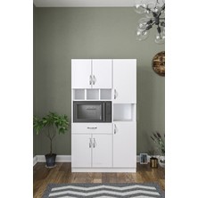 Aeka AE-3080 Anka Beyaz Çok Amaçlı Mutfak ve Banyo Dolabı Modern Tasarım 6 Kapaklı 1 Çekmeceli