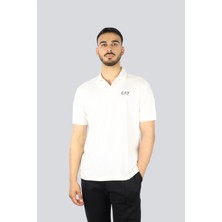 EA7 Erkek Kısa Kollu Polo Yaka Düğme Kapamalı Beyaz1 Polo Yaka T-Shirt 7M000180 AF13530-U0005
