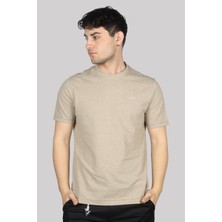 Paul & Shark Erkek Marka Logolu Pamuklu Normal Kalıp Günlük Bej T-Shirt 24411014-263