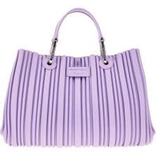 Emporio Armani Kadın Deri Marka Logolu Askılıklı Fermuarlı Lila Omuz Çantası Y3D166 YWQ4E-80264