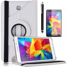 Galaxy Tab 4 7.0 T230  Uyumlu Sbt Dönebilen Standlı Kılıf-Beyaz