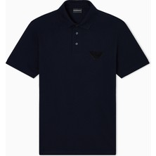 Emporio Armani Erkek Kartal Logolu Normal Kalıp Pike Pamuklu Kısa Kollu Lacivert Polo Yaka T-Shirt EM003524 AF12955-UB118