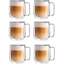PremiumPort 6'lı Çift Katmanlı Borosilikat Cam Kahve Bardak Seti