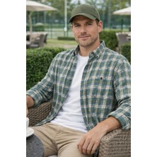 Varetta Erkek Yeşil Kışlık Gömlek Kareli Yünlü Cepli Geniş Kesim