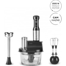 Allians 2000W Cam Mutfak Robotu, Siyah Inox Tasarım, Çok Fonksiyonlu Ev Aleti